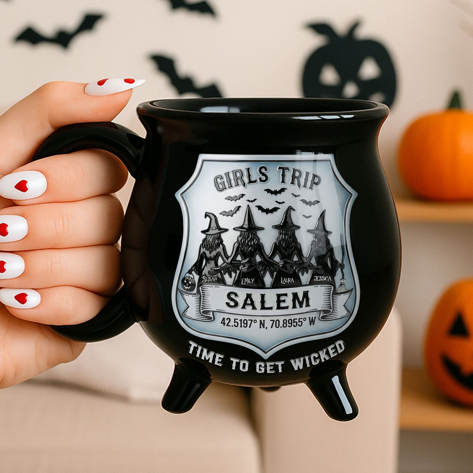 Witch Girls Trip Cauldron Mug, Personalized Gifts For Witch Besties Cauldron Mug MagicInPrints