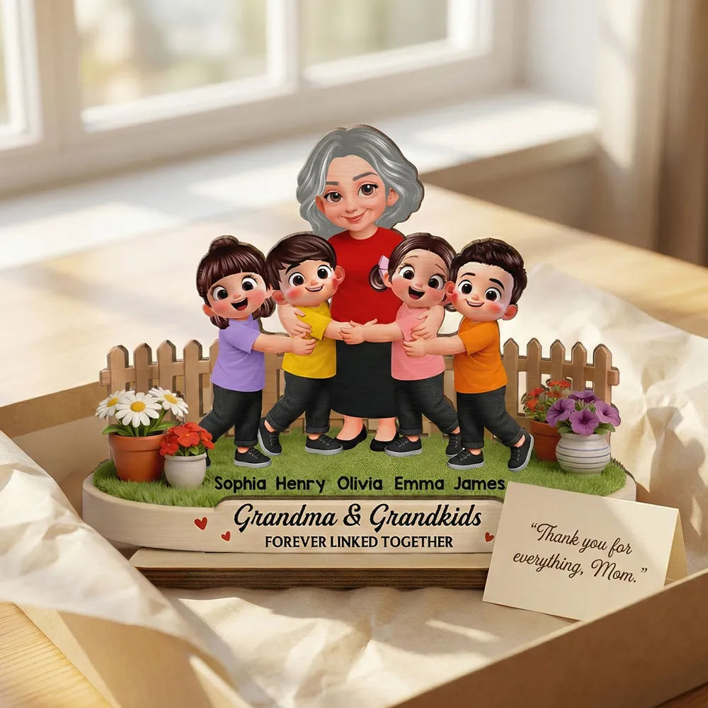 Personalized Family Figurine for Grandma - Custom Names & Characters Plaque MagicInPrints