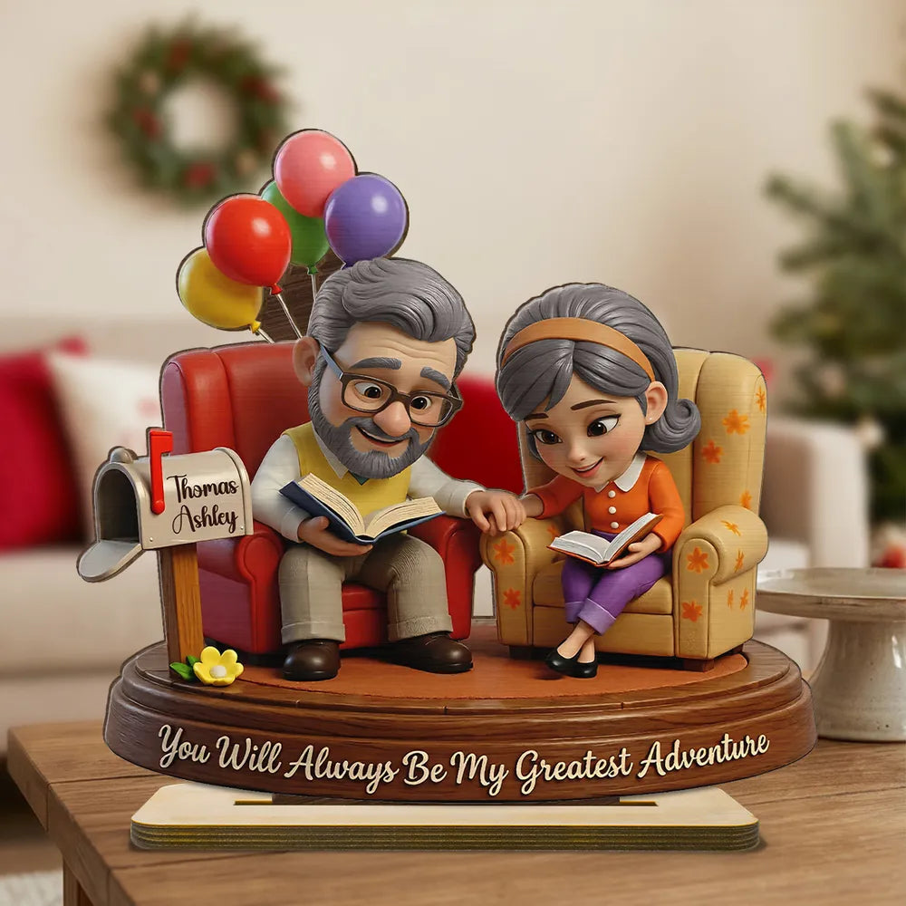 Personalized Grandparents Figurine with Books and Balloons - Sentimental Gift Plaque MagicInPrints