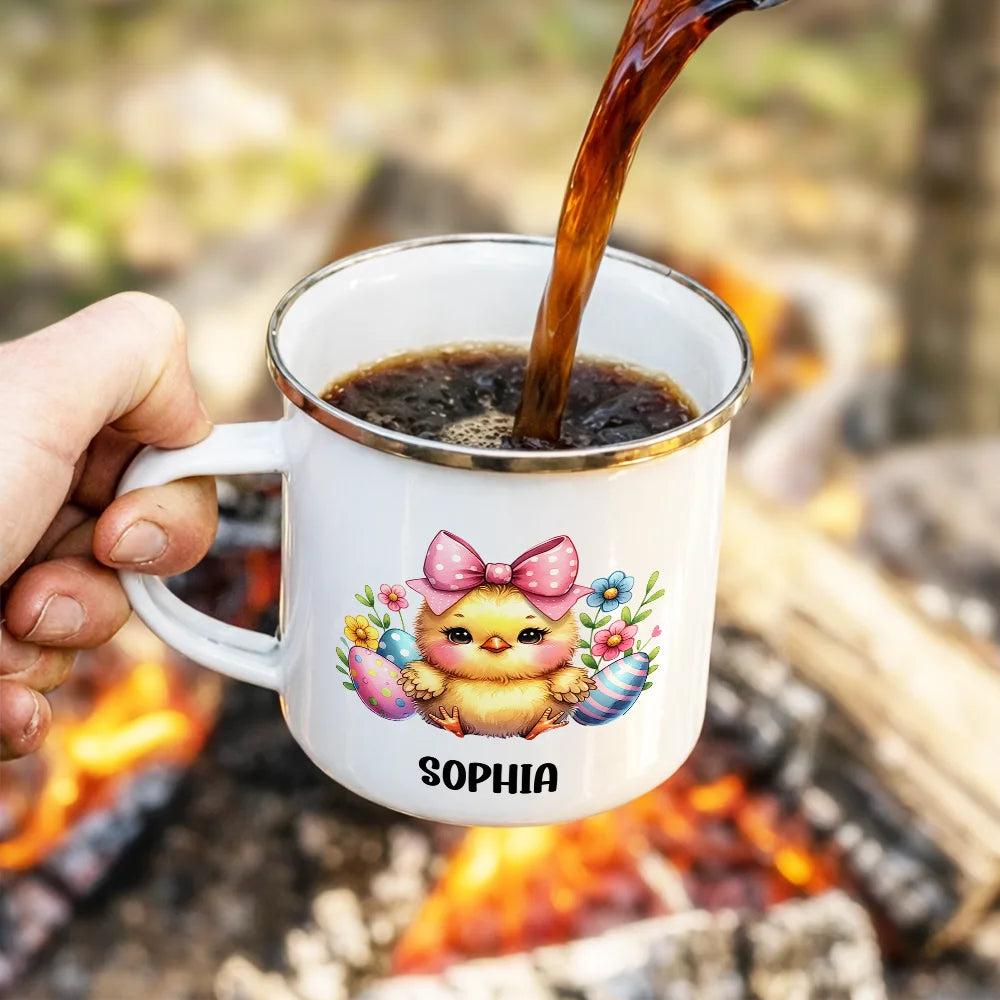 Personalized Easter Bunny Enamel Mug for Kids - Cute Spring Gift Cup MagicInPrints