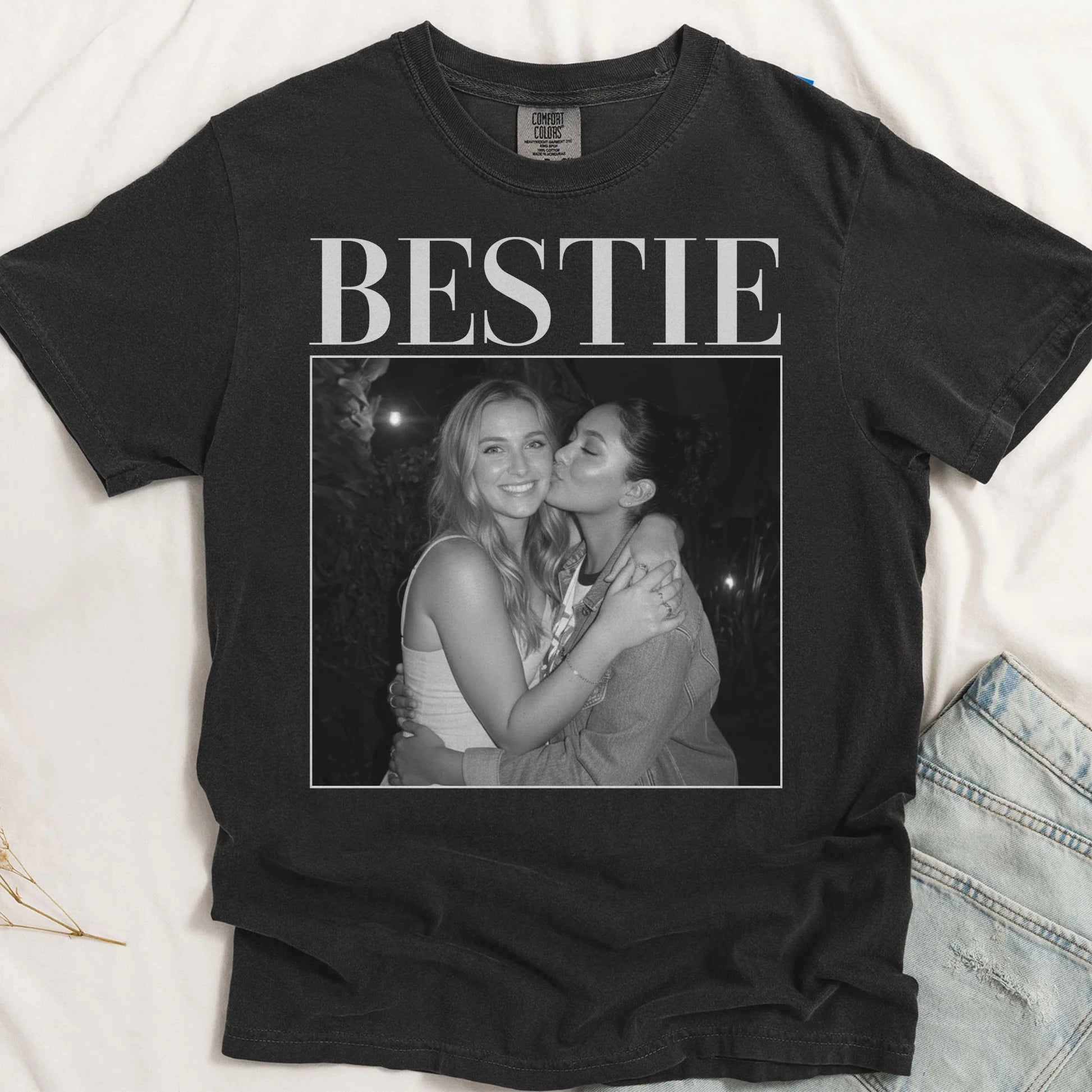 Custom Photo Best Friend T-Shirt for Women - Friendship Gift Cloth MagicInPrints
