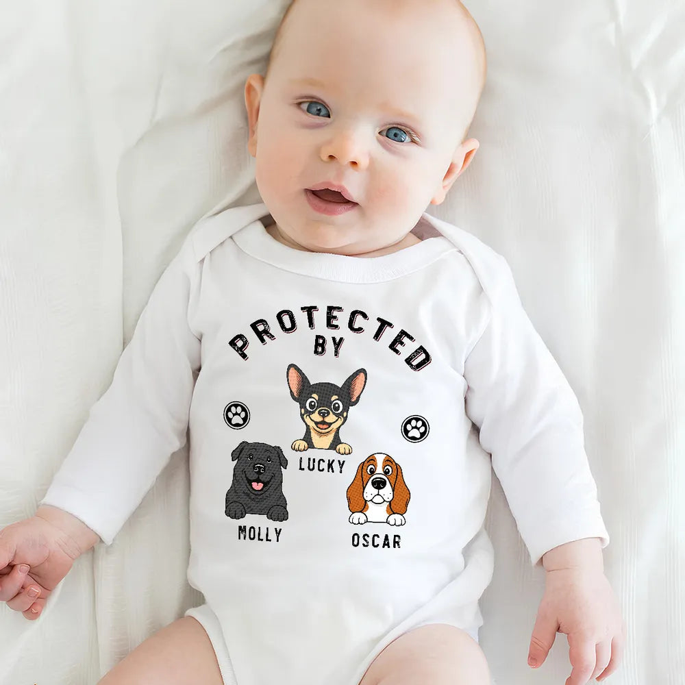 Custom Baby Onesie for Dog Lovers - Protected by Charlie Design Cloth MagicInPrints