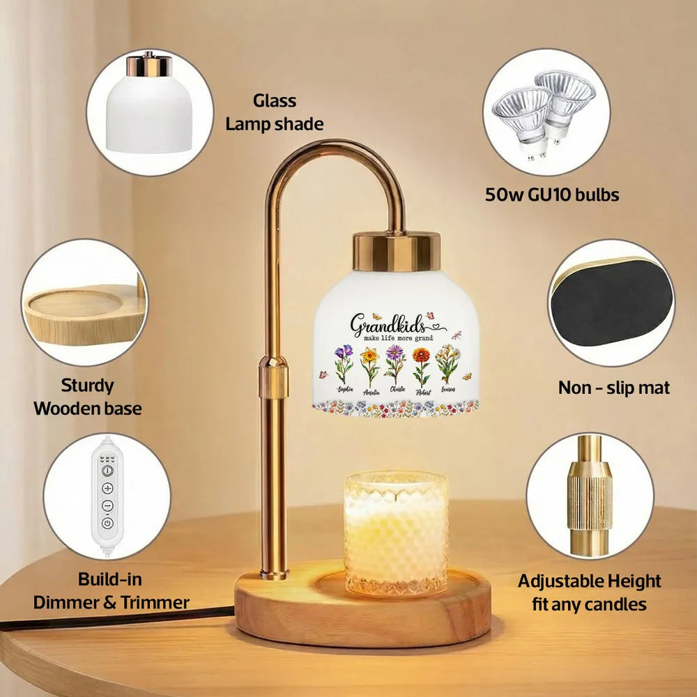 Personalized Grandkids Flower Lamp for Grandparents - Sentimental Gift Lamp MagicInPrints