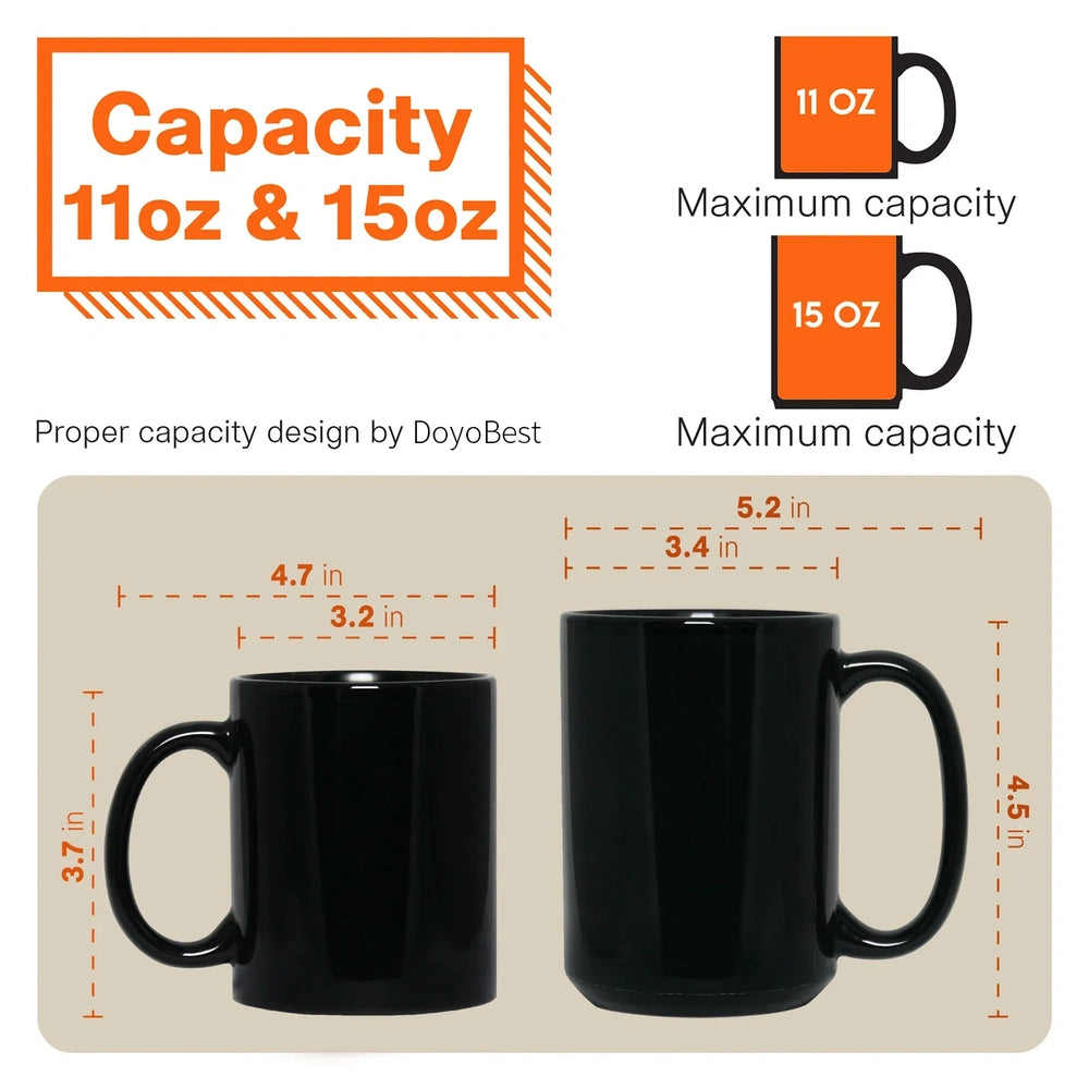 Personalized Black Coffee Mug Set for Men with Initials - Perfect Gift for Home or Office Cup MagicInPrints
