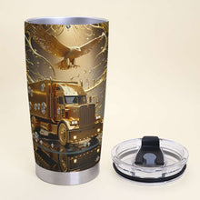 Load image into Gallery viewer, Golden Semi Truck Tumbler - Personalized Gift for Truckers Tumbler Cup MagicInPrints
