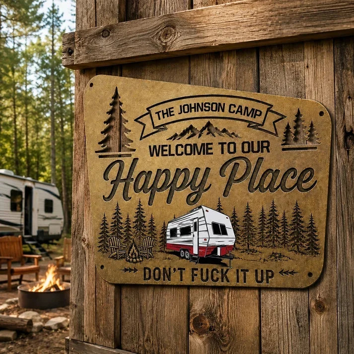 Personalized Shaped Metal Sign for RV Owners | Camping Decor