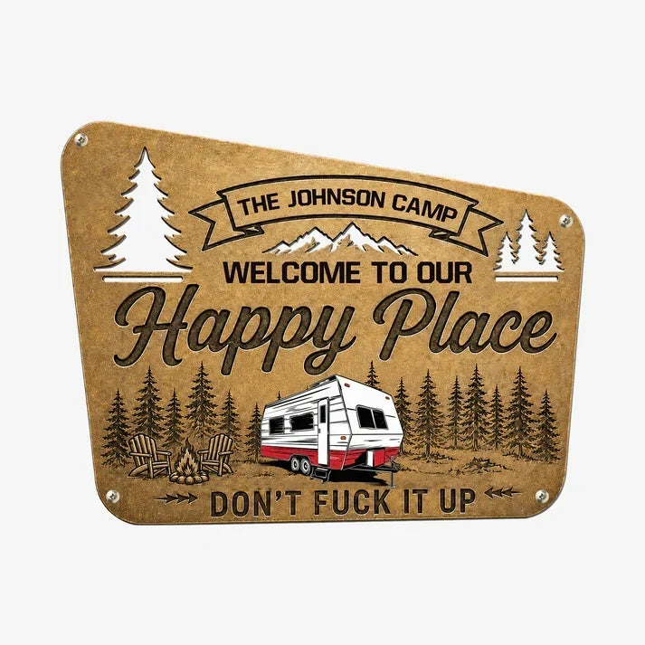 Personalized Shaped Metal Sign for RV Owners | Camping Decor
