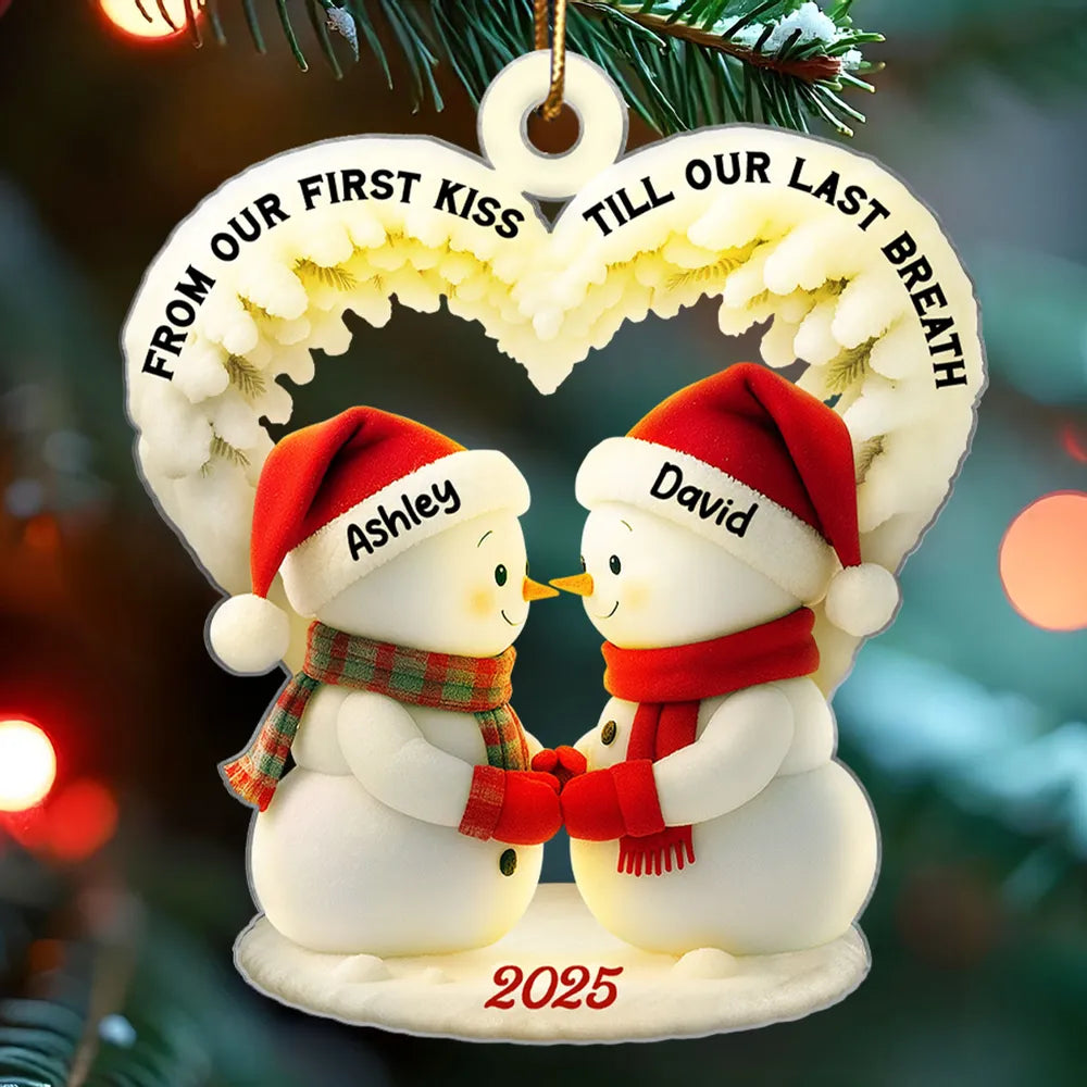 Personalized Snowman Couple Ornament for Couples - Christmas Keepsake Ornament MagicInPrints
