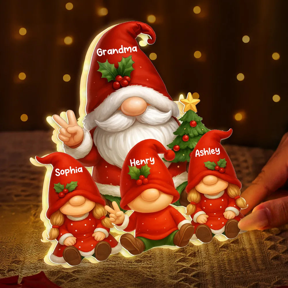 Personalized Christmas Gnome Family Figurine for Grandparents - Holiday Decor Plaque MagicInPrints