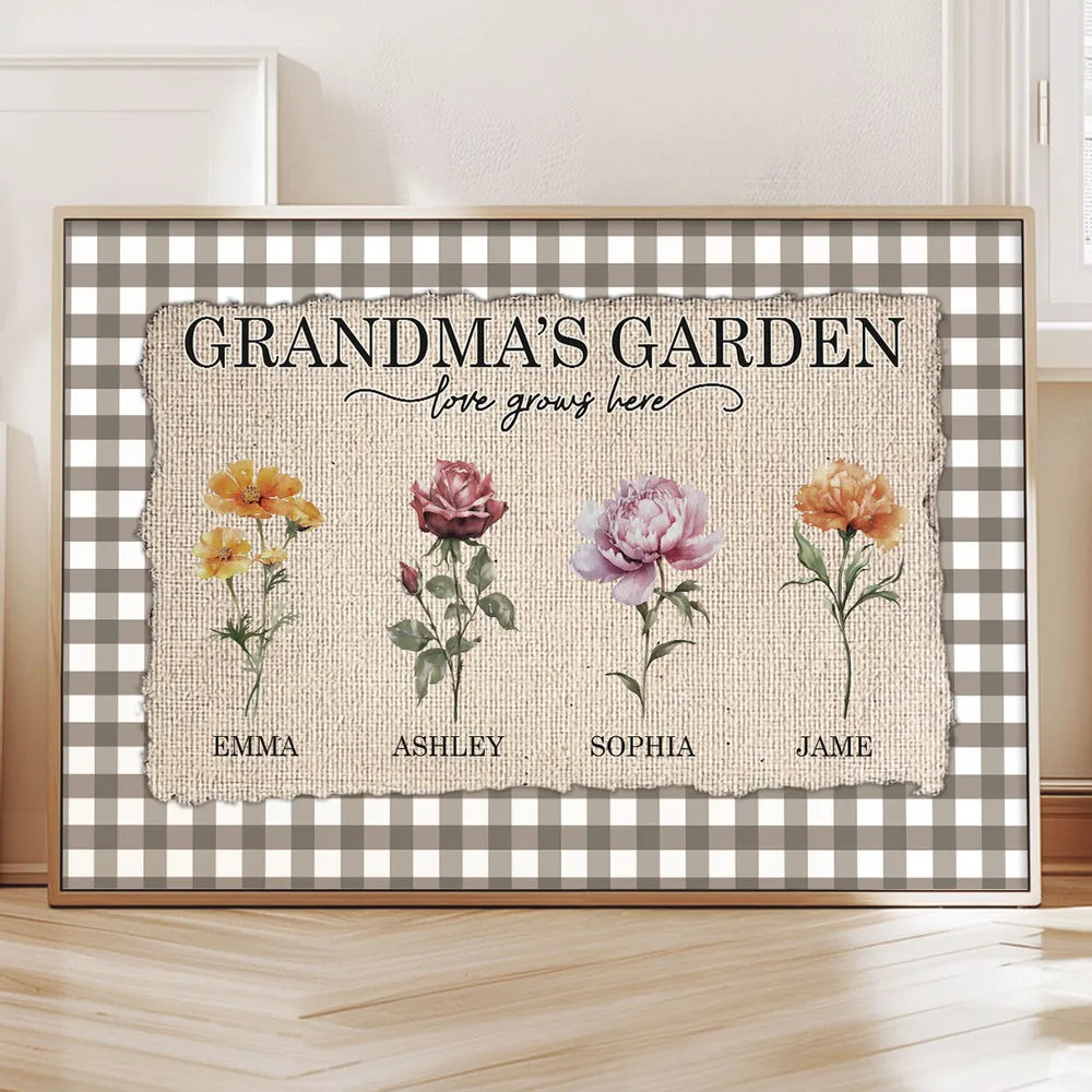 Personalized Grandma's Garden Floral Wall Art - Family Names Decor Poster or Canvas MagicInPrints