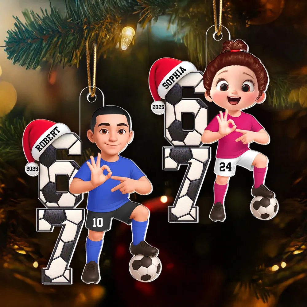 Personalized Soccer Player Christmas Ornaments for Kids - Holiday Gift Ornament MagicInPrints