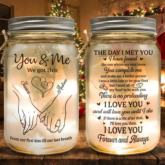 Personalized Romantic LED Mason Jar for Couples - Anniversary or Wedding Gift Lamp MagicInPrints