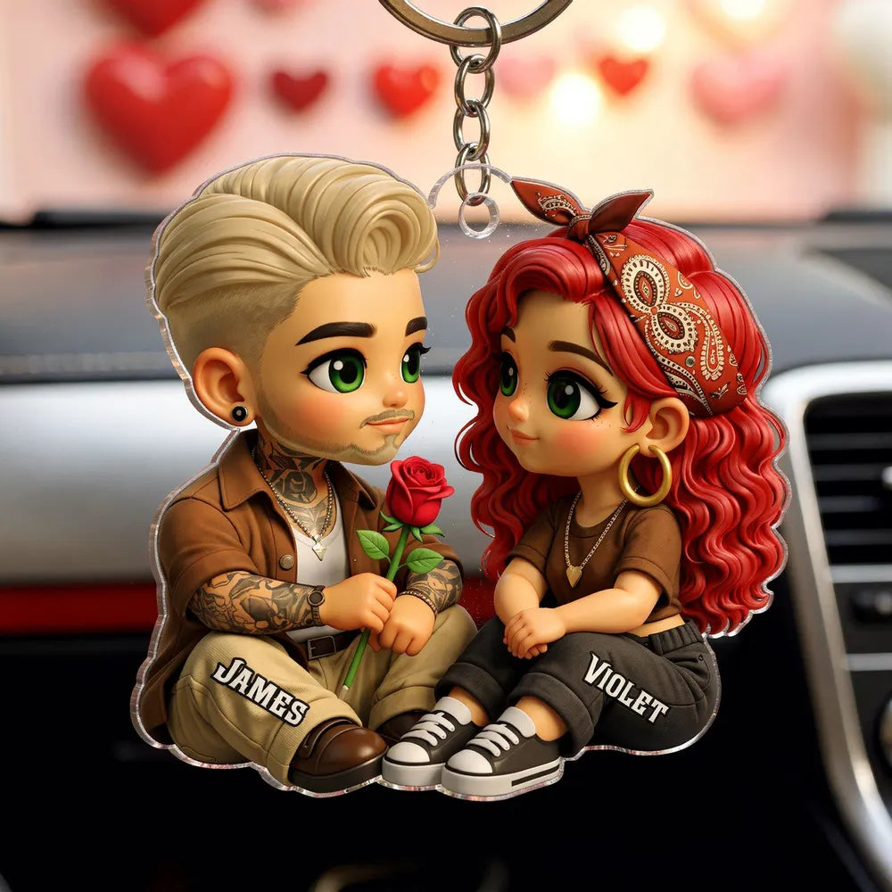 Personalized Couple Car Hanging Ornament for Romantic Gift - Custom Names Car Hanger MagicInPrints