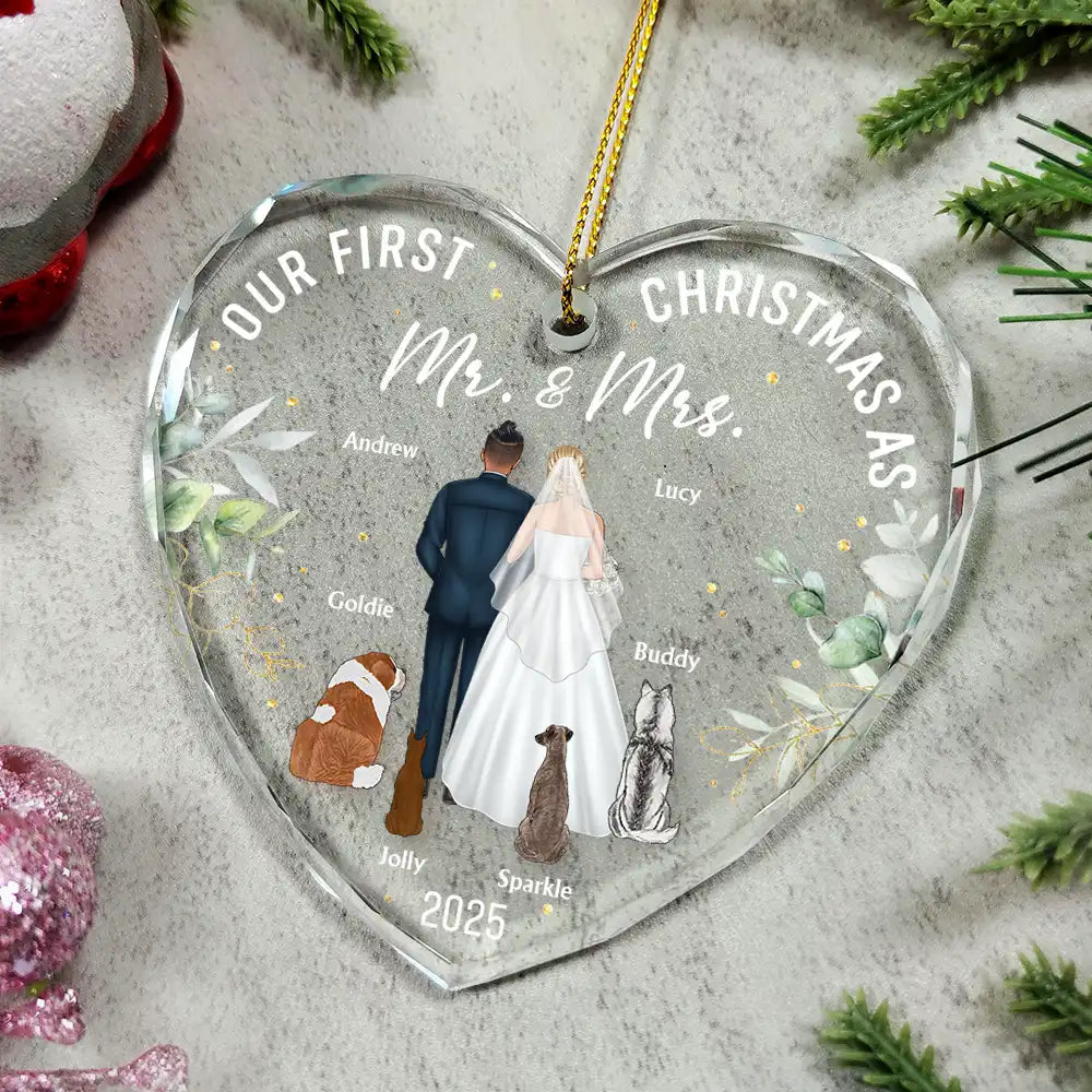 Personalized Heart-Shaped Christmas Ornament for Newlyweds - First Christmas 2025 Ornament MagicInPrints