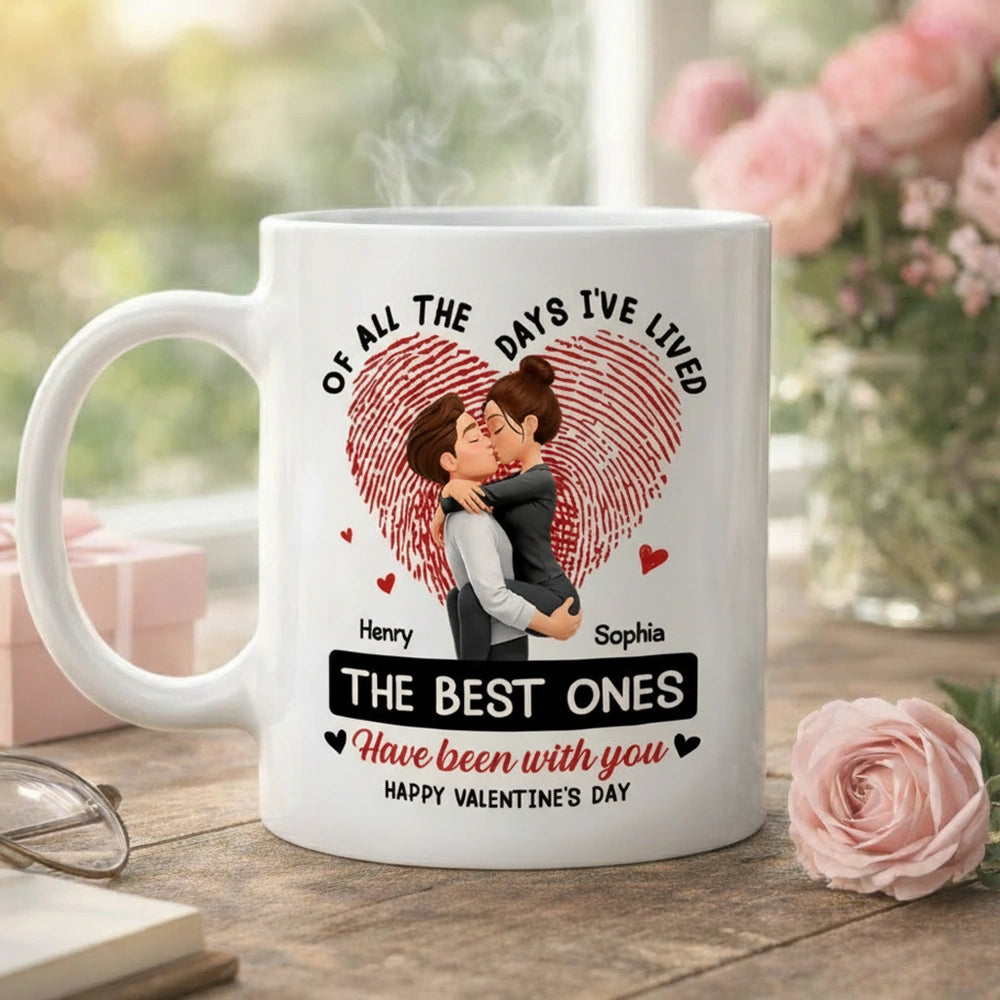 Personalized Romantic Couple Mug for Valentine's Day - Custom Names and Heart Design Cup MagicInPrints