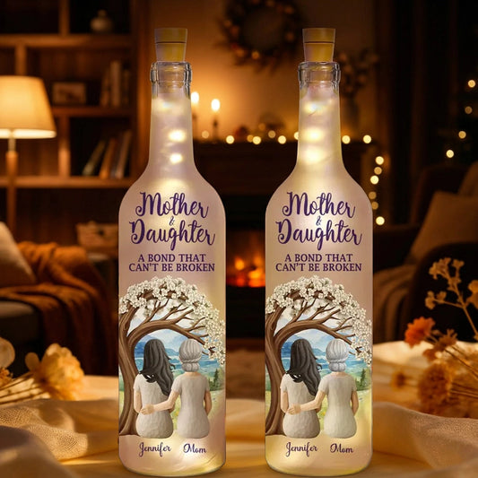 Personalized Mother Daughter LED Wine Bottle Light - Sentimental Gift for Home Decor Lamp MagicInPrints