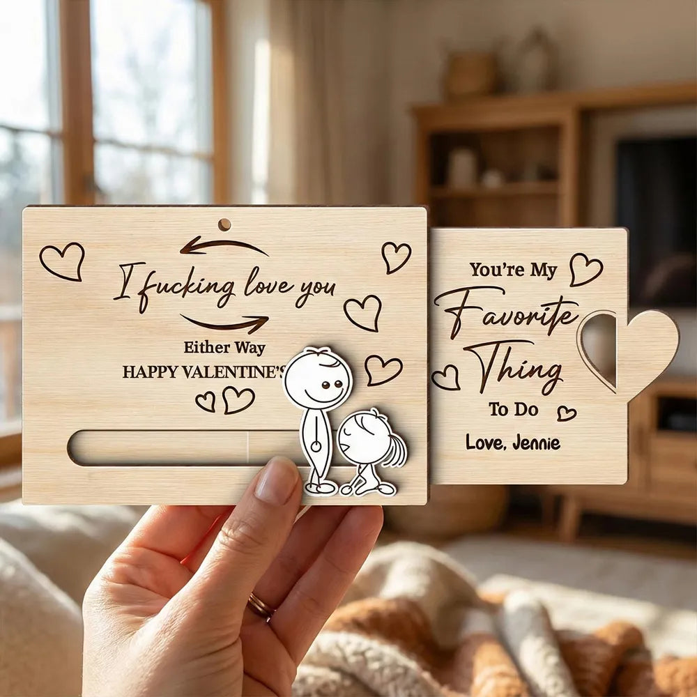 Personalized Wooden Valentine's Card for Couples - Romantic Gift Ornament MagicInPrints
