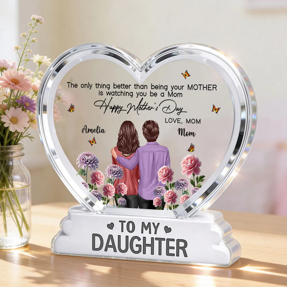 Custom Heart-Shaped Acrylic Plaque for Daughter - Mother's Day Gift Plaque MagicInPrints