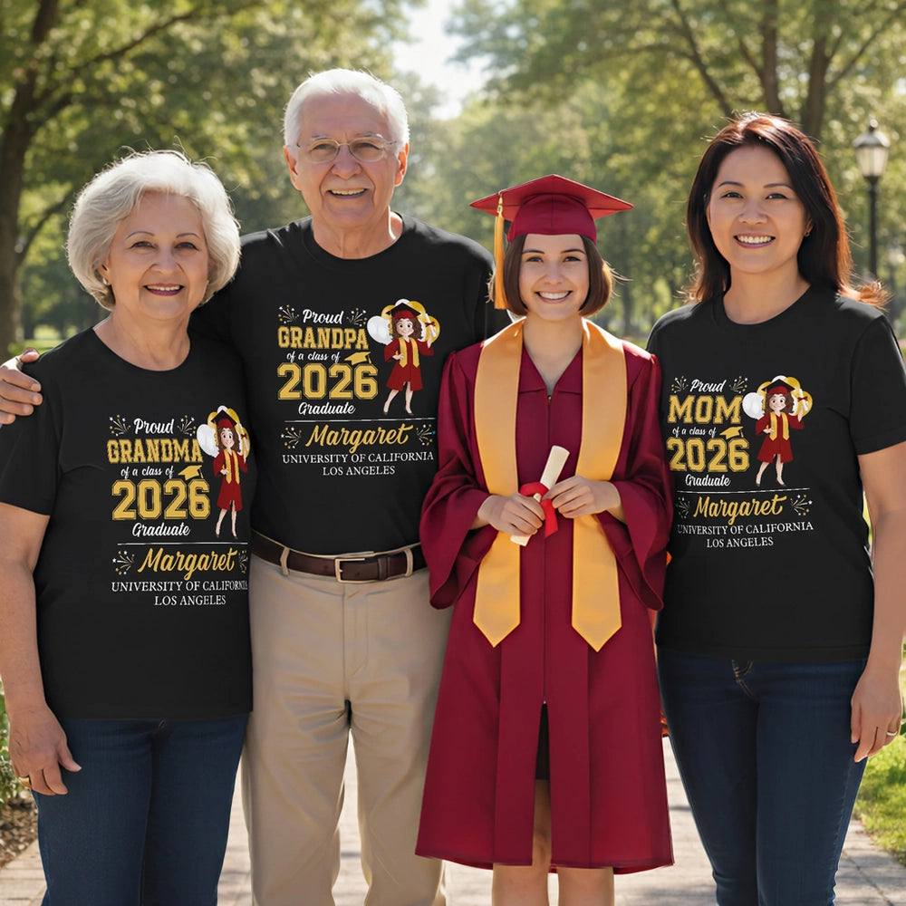 Personalized Family Graduation T-Shirts Class of 2026 - Proud Mom, Dad, Grandma Shirts Cloth MagicInPrints