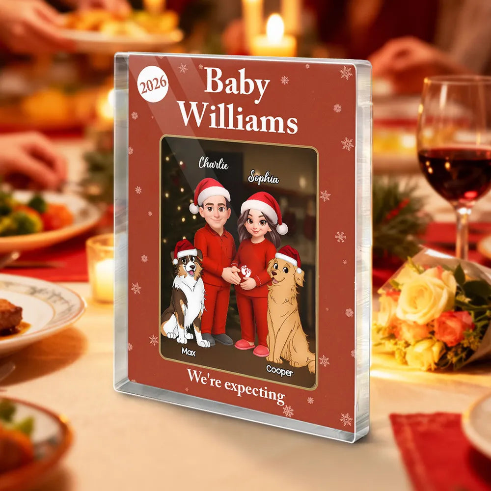 Personalized Family Christmas Ornament for Expecting Parents - Holiday Announcement Keepsake Plaque MagicInPrints