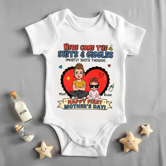 Personalized Baby Onesie for Mom and Baby - Funny First Mother's Day Gift Cloth MagicInPrints