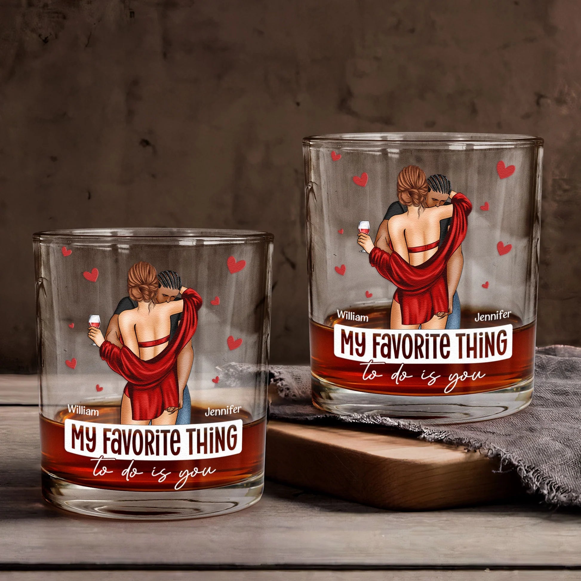 Personalized Romantic Whiskey Glass for Couples - Anniversary Gift Cup MagicInPrints