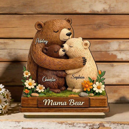 Personalized Mama Bear Family Figurine for Mother's Day - Custom Names Plaque MagicInPrints