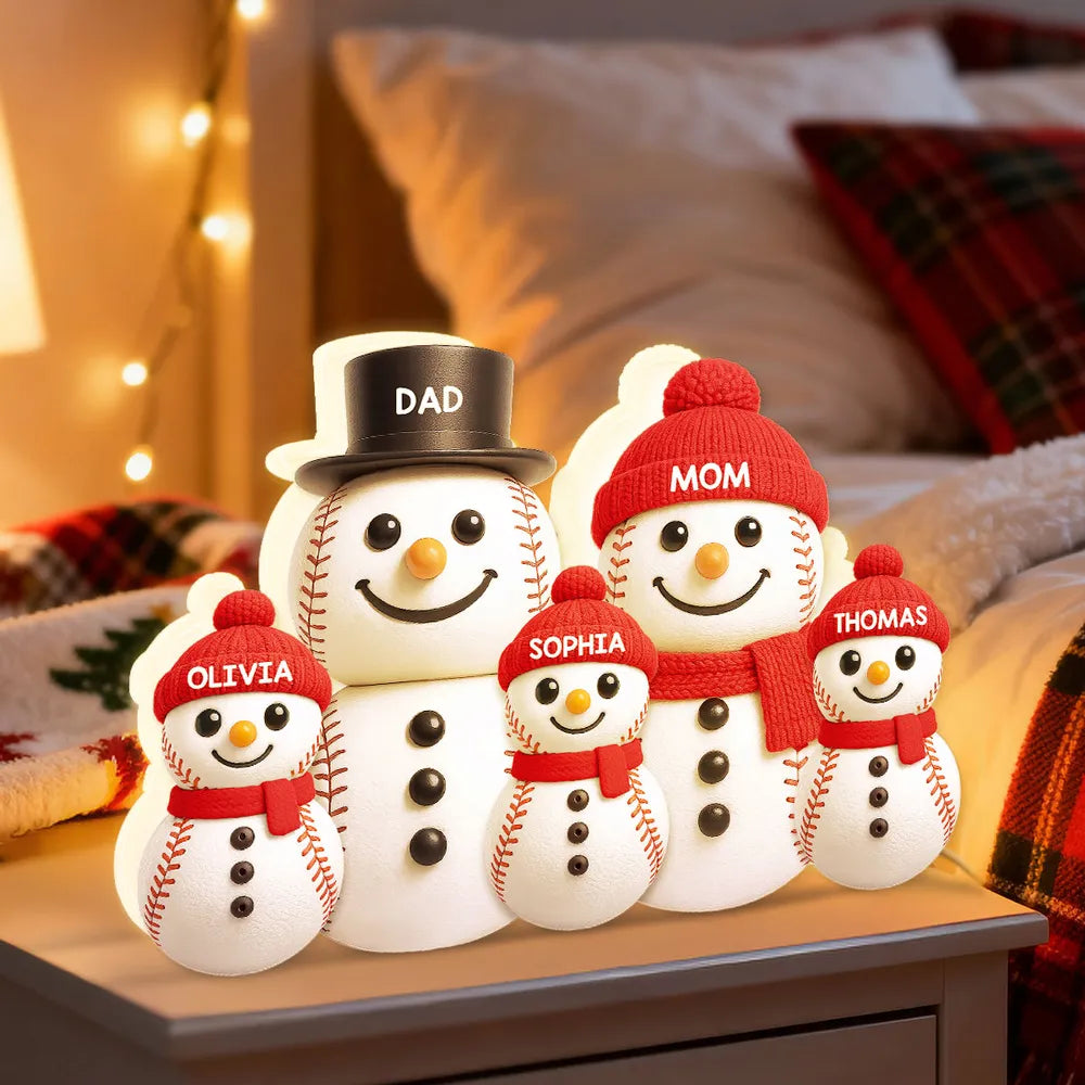 Personalized Snowman Family LED Light Decor for Christmas - Custom Names Plaque MagicInPrints