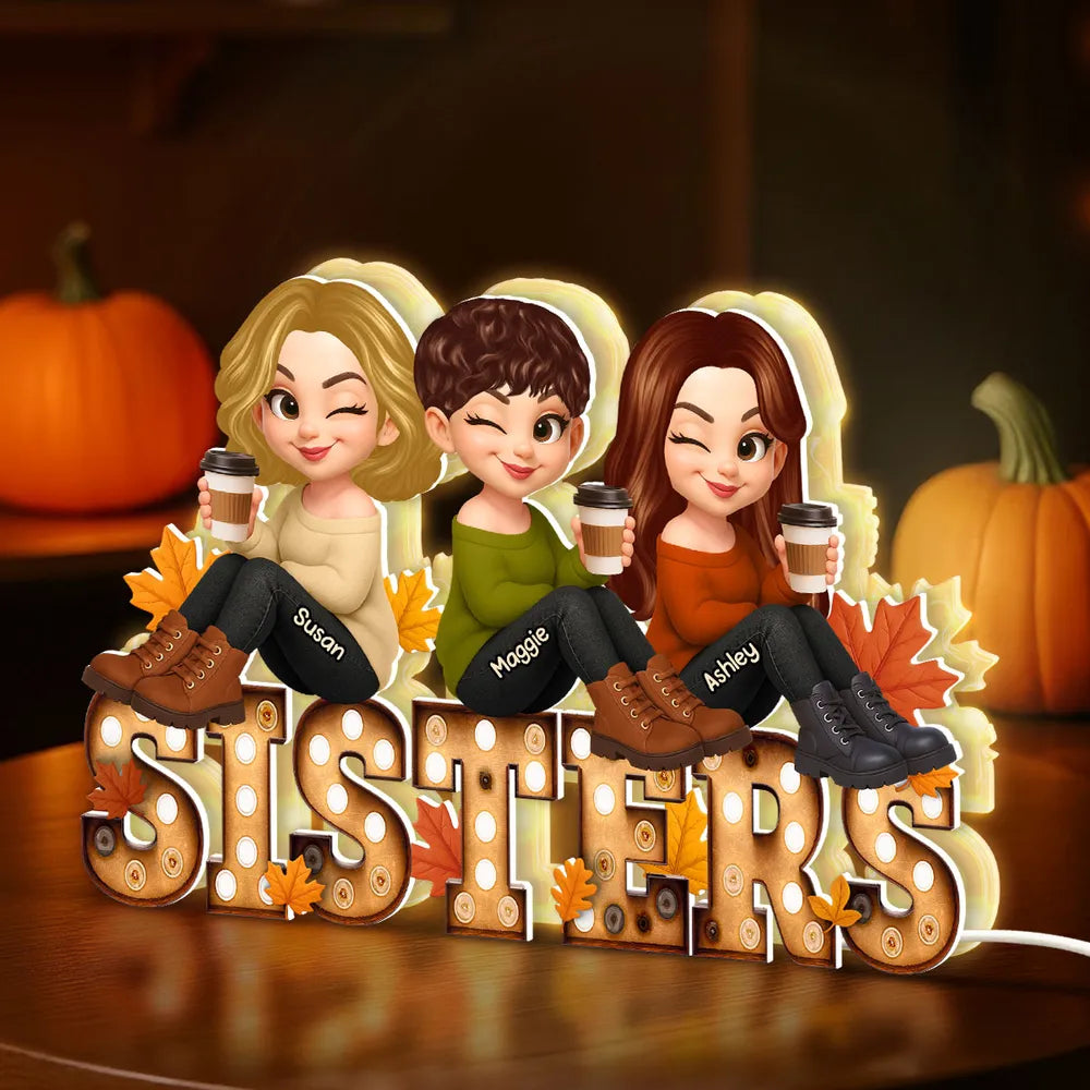 Personalized Best Friends LED Sign for Girls - Cozy Fall Decor Plaque MagicInPrints