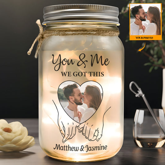 Personalized Photo LED Mason Jar for Couples - Romantic Gift Lamp MagicInPrints
