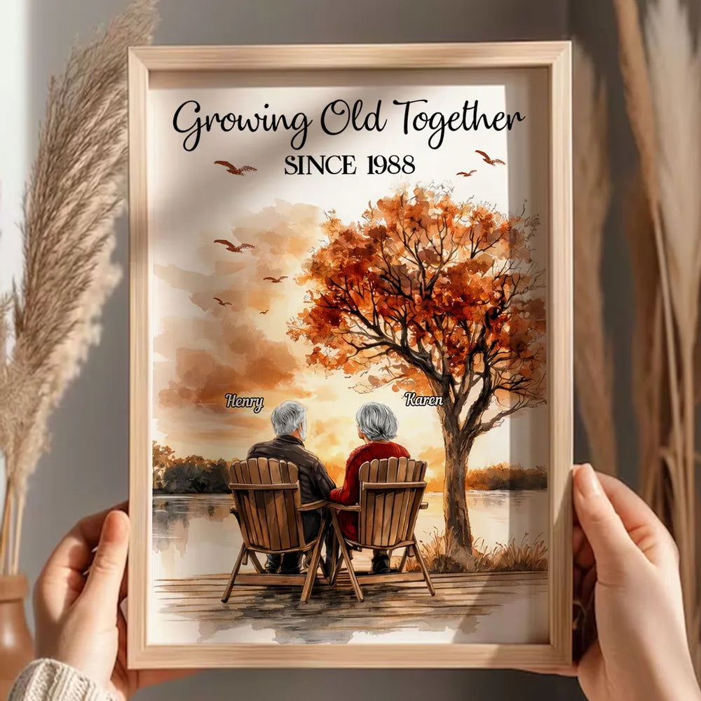 Personalized Canvas Art for Couples - Growing Old Together Since 1988 Poster or Canvas MagicInPrints