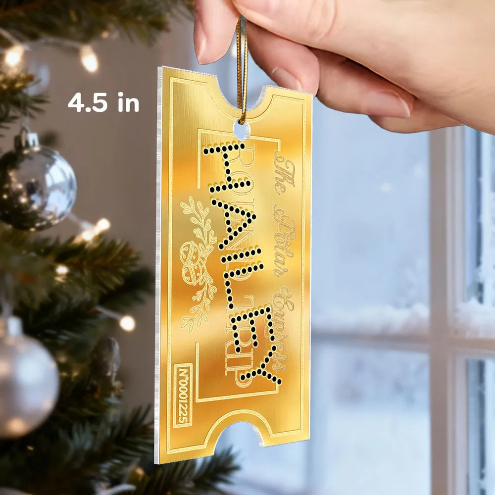Personalized Golden Train Ticket Christmas Ornaments - Holiday Tree Decoration Ornament MagicInPrints