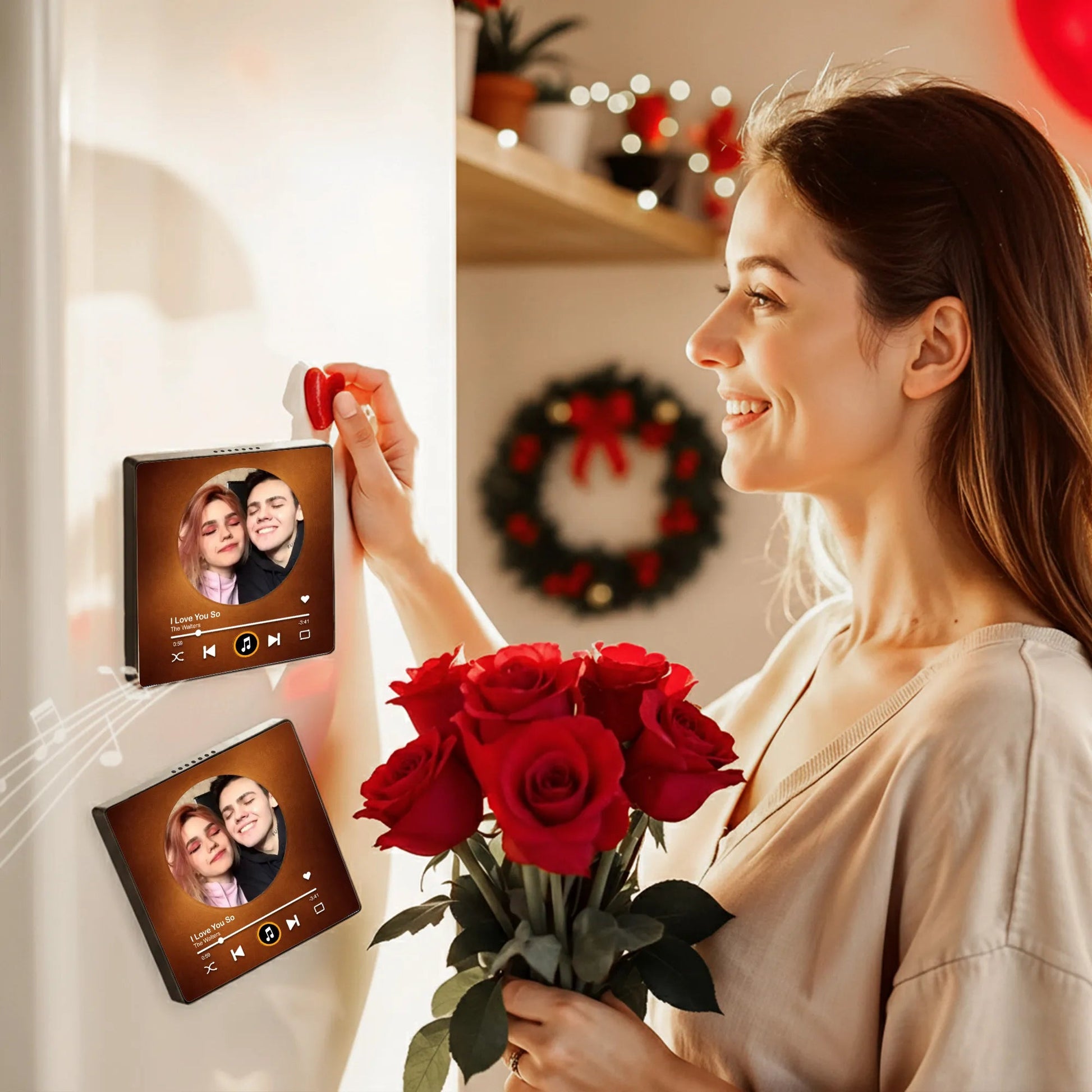 Custom Music Plaque for Couples with Photo and Song - Romantic Gift Fridge Magnet MagicInPrints