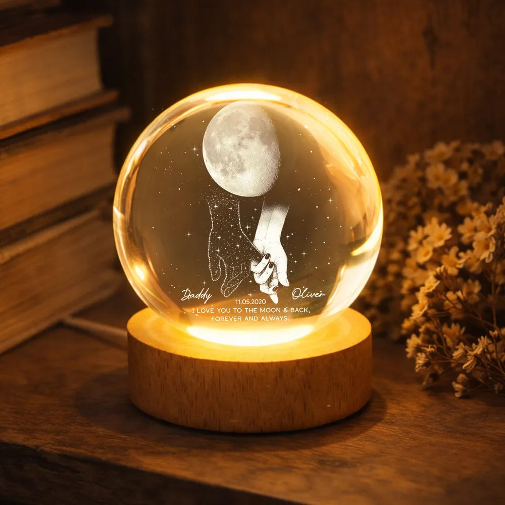 Personalized LED Moon Lamp for Dad and Child - Sentimental Gift Lamp MagicInPrints