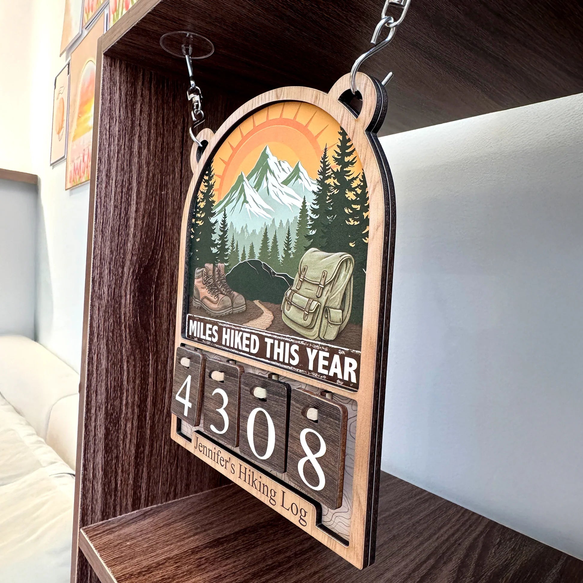 Custom Wooden Hiking Log Plaque for Outdoor Enthusiasts - Track Your Adventures Sign MagicInPrints