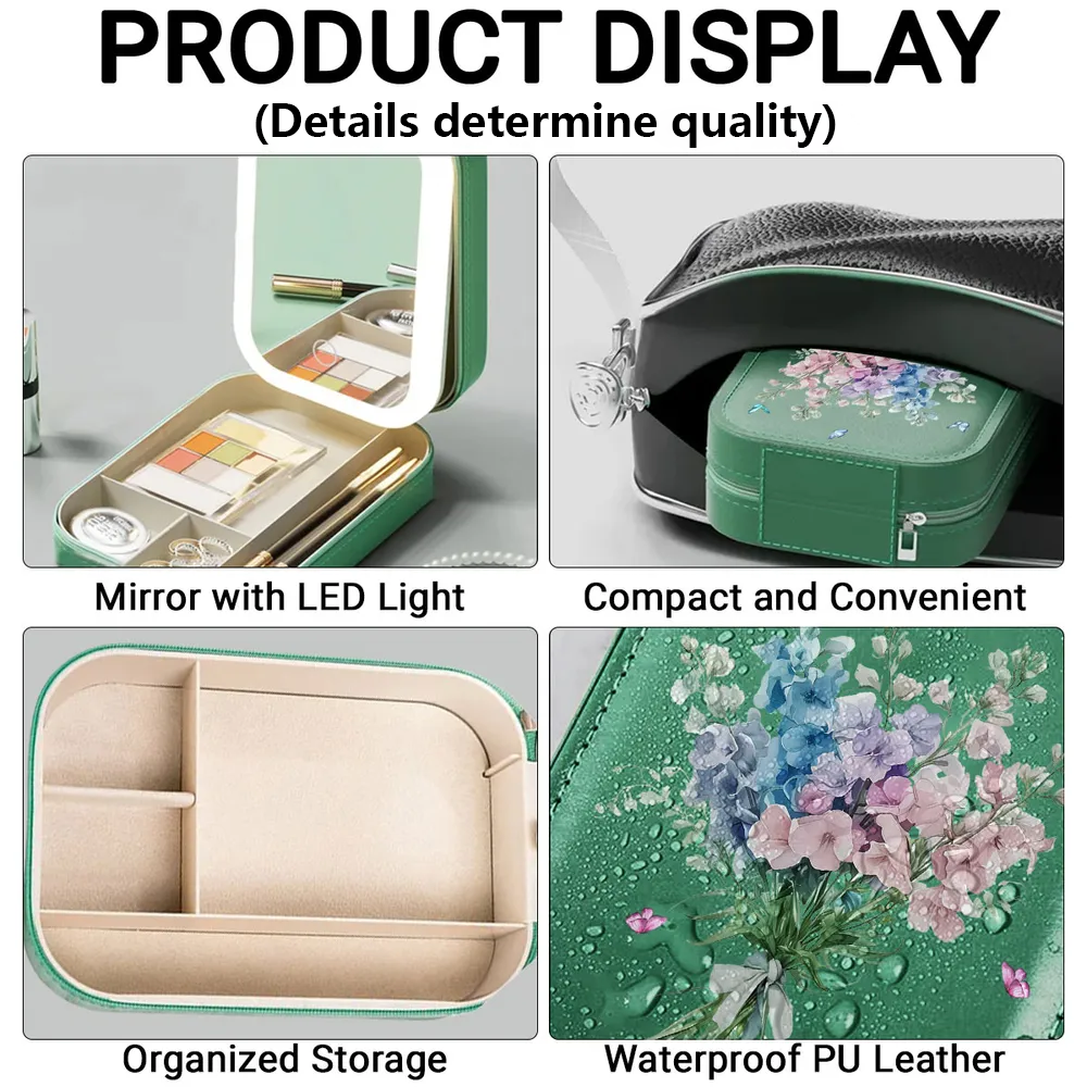 Personalized Jewelry Box for Women with Purple Floral Design - Perfect Gift Beauty Tools MagicInPrints