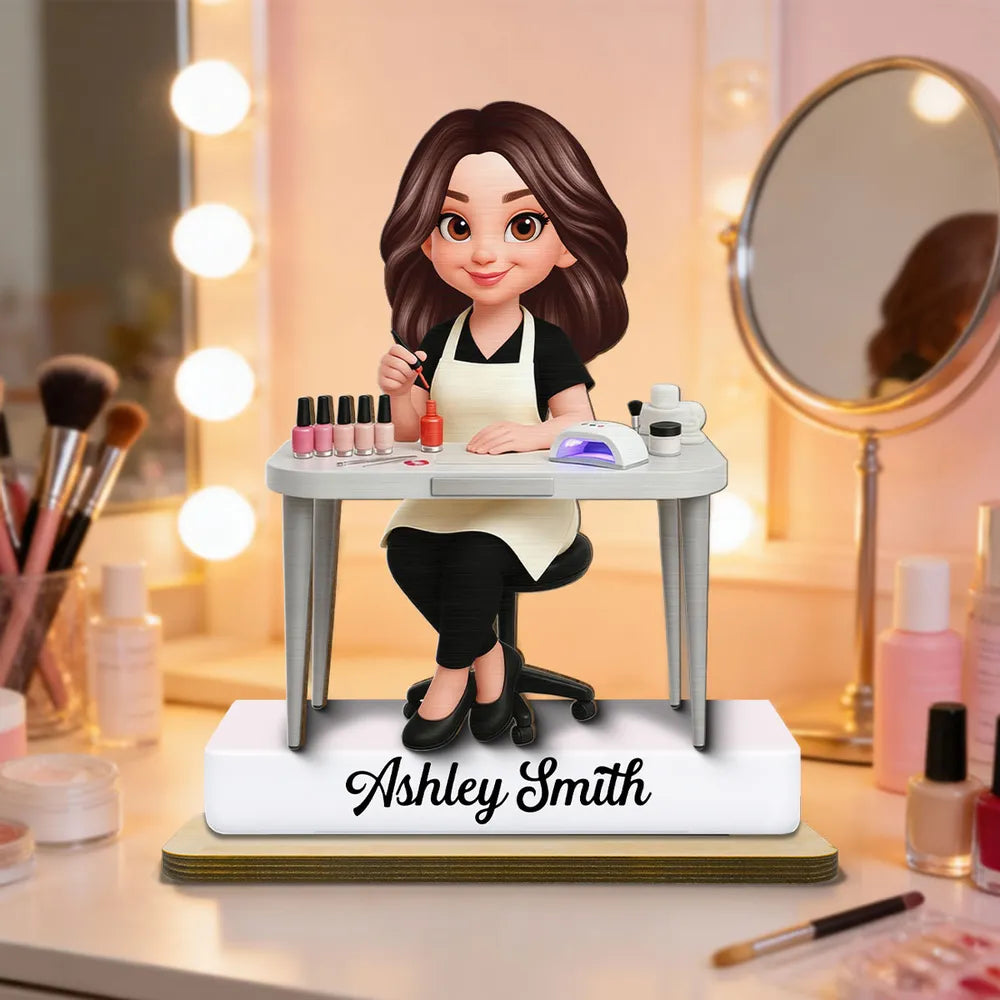 Custom Nail Technician Figurine for Professionals - Personalized Salon Decor Plaque MagicInPrints