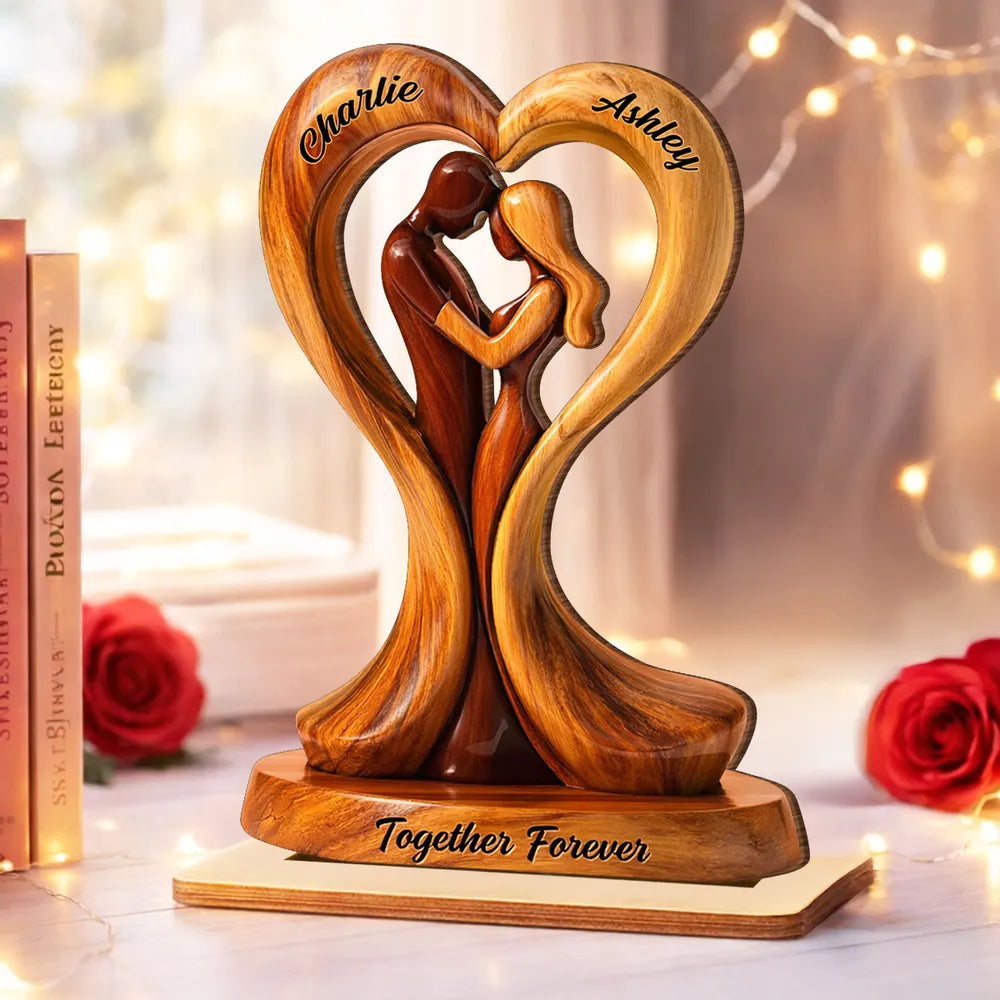 Personalized Wooden Couple Sculpture for Couples - Romantic Gift for Anniversary Plaque MagicInPrints