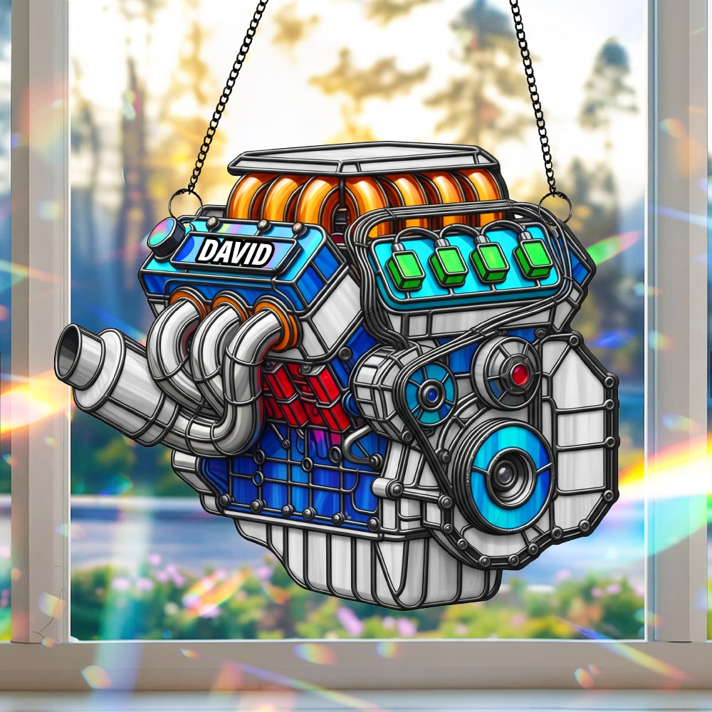 Custom Hot Rod Engine Personalized Gifts For Car Lovers Suncatcher Ornament Ornament MagicInPrints