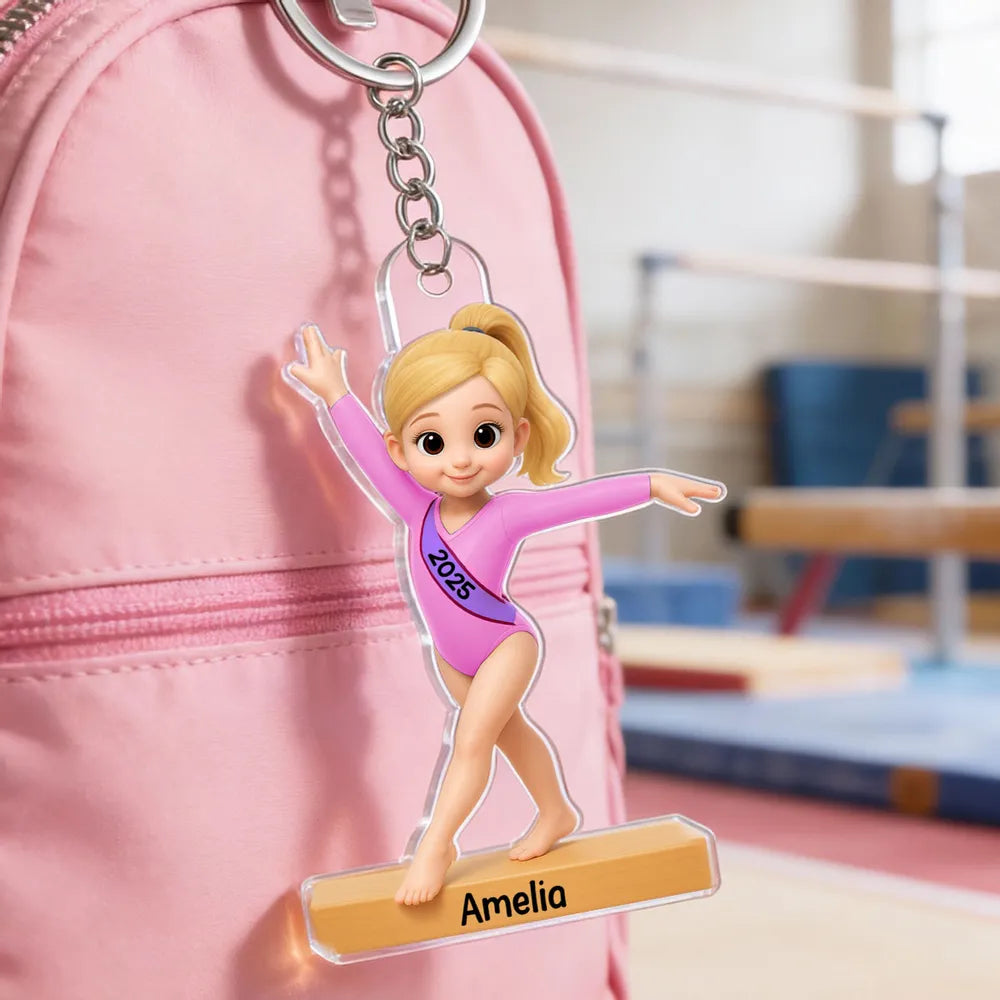 Personalized Gymnast Keychain for Kids - Custom Name and Year Keychain MagicInPrints