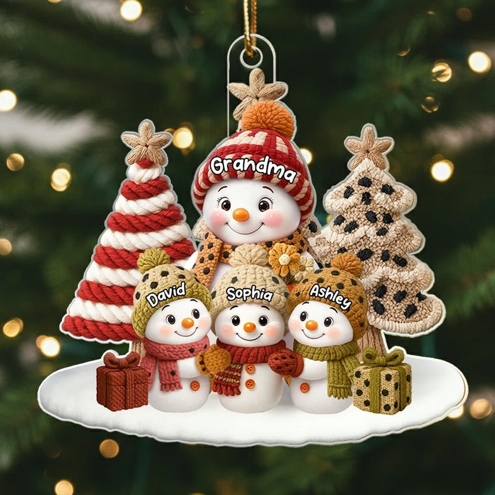 Custom Family Snowman Ornament for Christmas - Personalized Gift for Grandma Ornament MagicInPrints