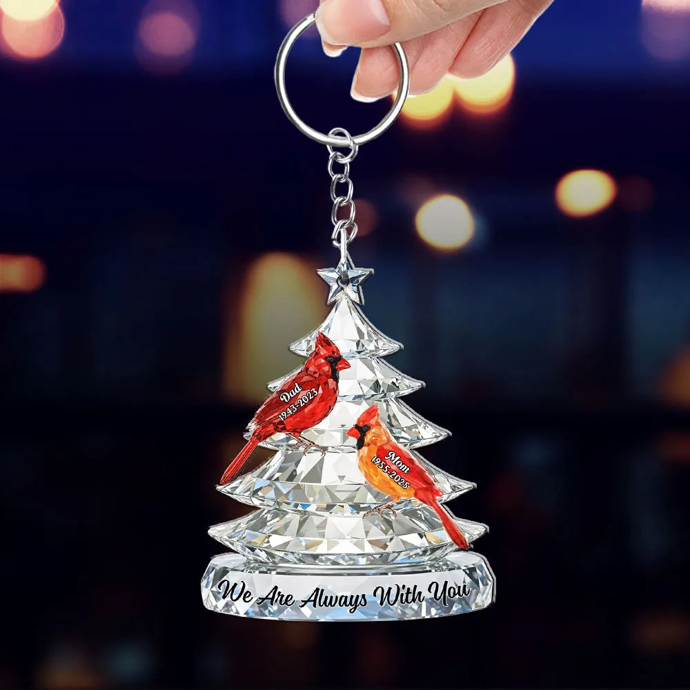 Personalized Memorial Keychain for Family - Crystal Cardinal Tree Keepsake Keychain MagicInPrints