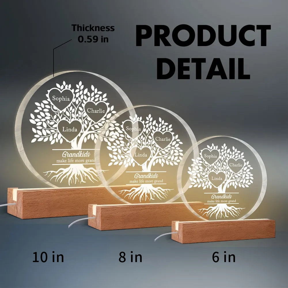 Personalized LED Family Tree Night Light for Grandparents - Heartwarming Decor Gift Plaque MagicInPrints