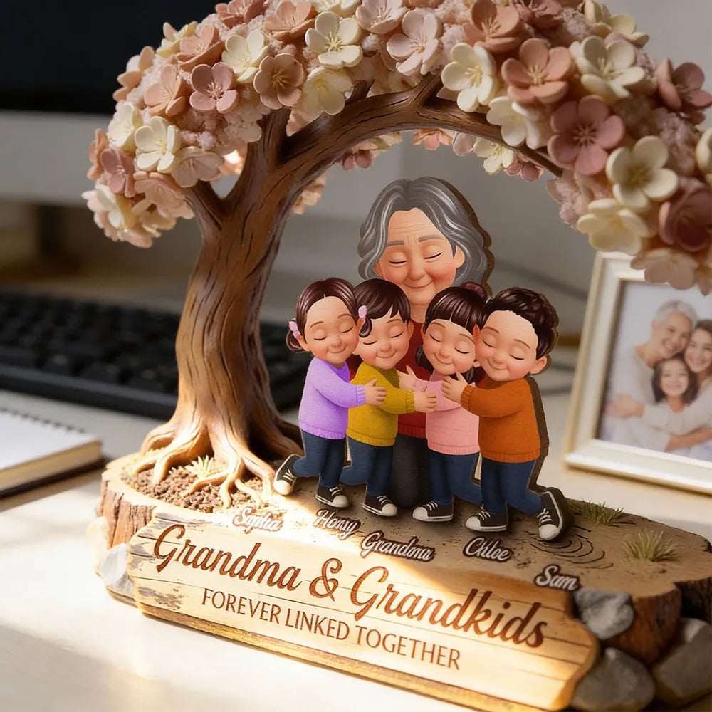 Personalized Family Tree Sculpture for Grandma with Grandkids - Sentimental Gift for Home Decor Plaque MagicInPrints