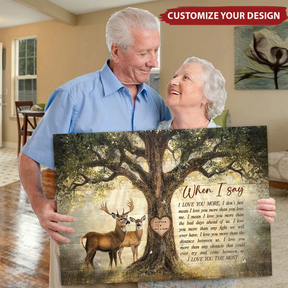 Customizable Couple Deer Canvas Art for Anniversary - Sentimental Gift Poster or Canvas MagicInPrints