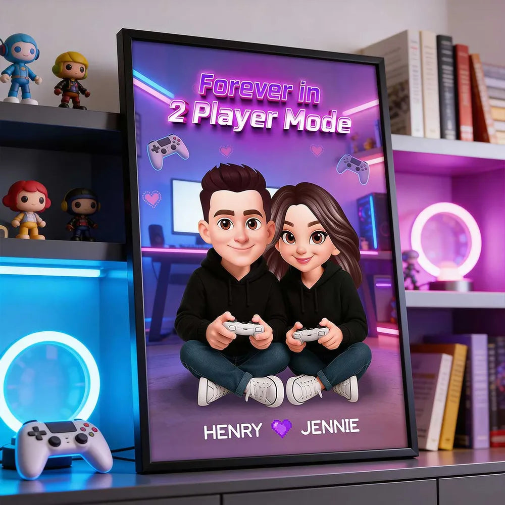 Personalized Couple Gamer Poster - Custom Names & Avatar - Perfect for Gaming Lovers Poster or Canvas MagicInPrints