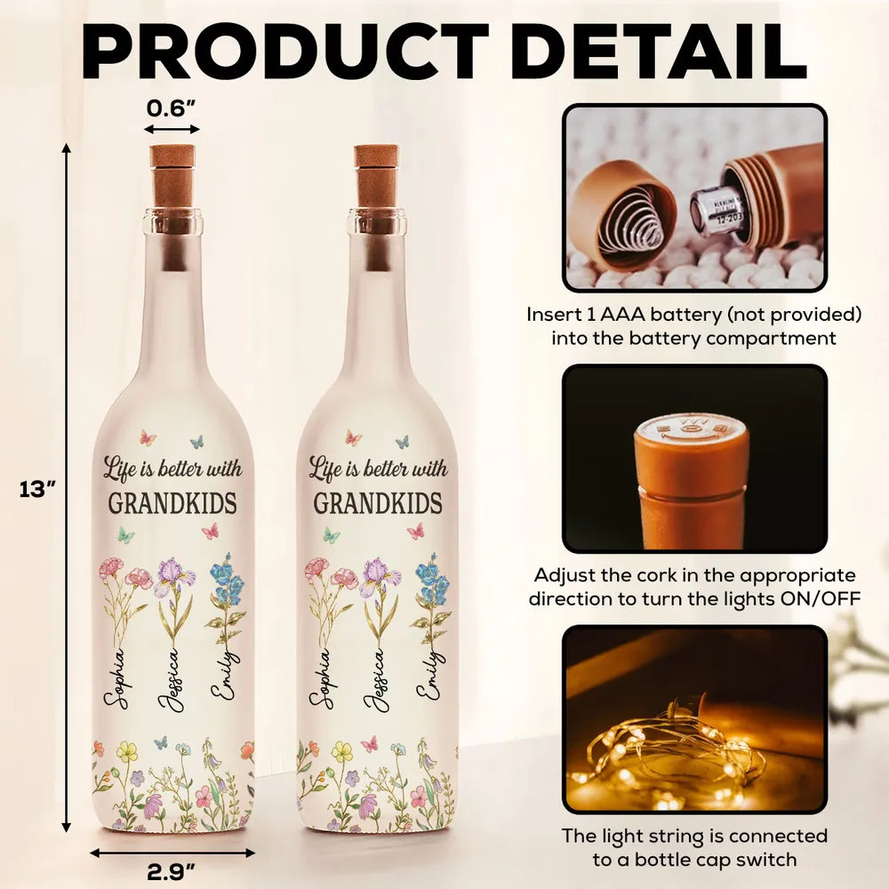 Personalized LED Wine Bottle Lamp for Grandparents - Sentimental Decor Gift Lamp MagicInPrints