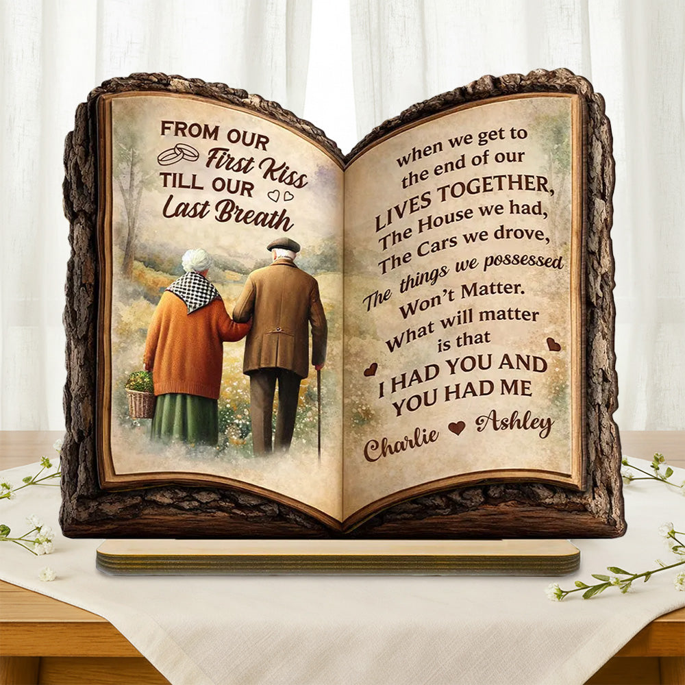 Personalized Wooden Anniversary Book Plaque for Couples - Sentimental Gift Plaque MagicInPrints