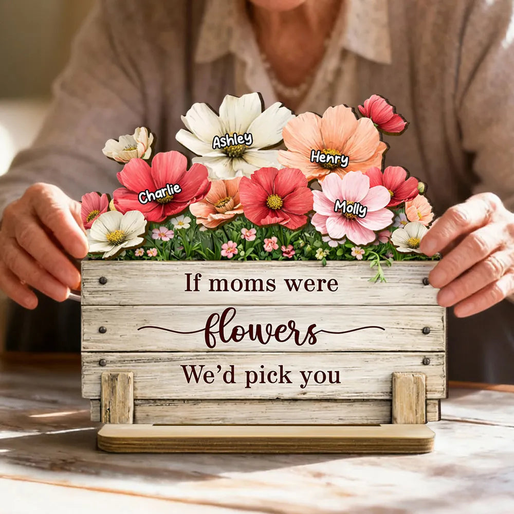 Personalized Wooden Flower Display for Moms - Sentimental Gift Plaque MagicInPrints
