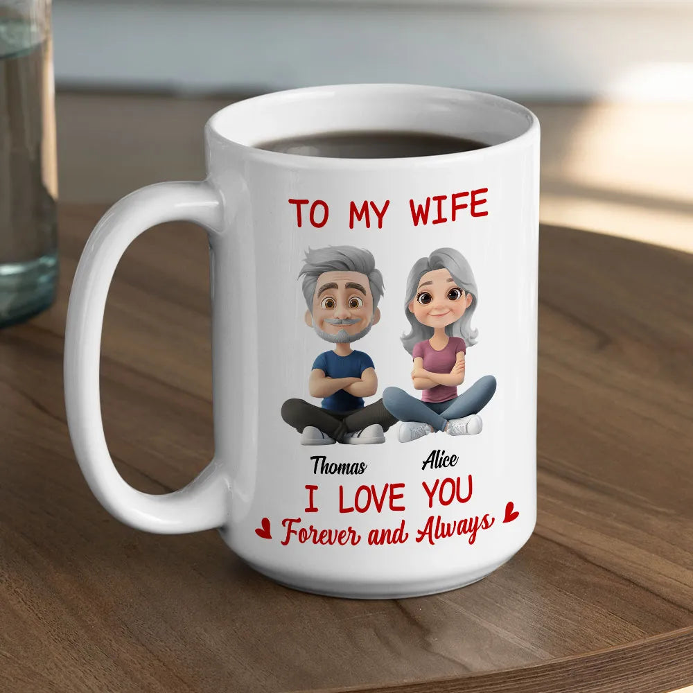Personalized Mug for Wife with Custom Cartoon Couple - Anniversary Gift Cup MagicInPrints